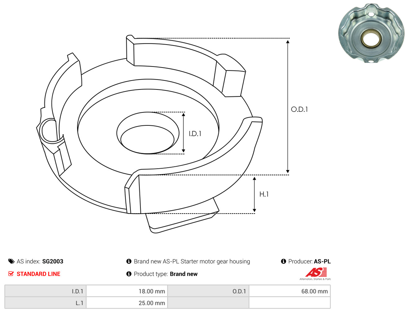 AS-PL Reparatursatz, Starter sg2003 680mm für NISSAN