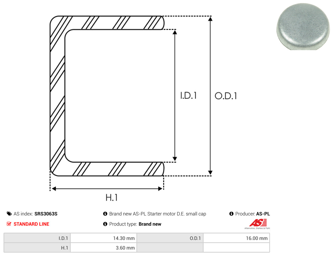 AS-PL Reparatursatz, Starter srs3063s 160mm