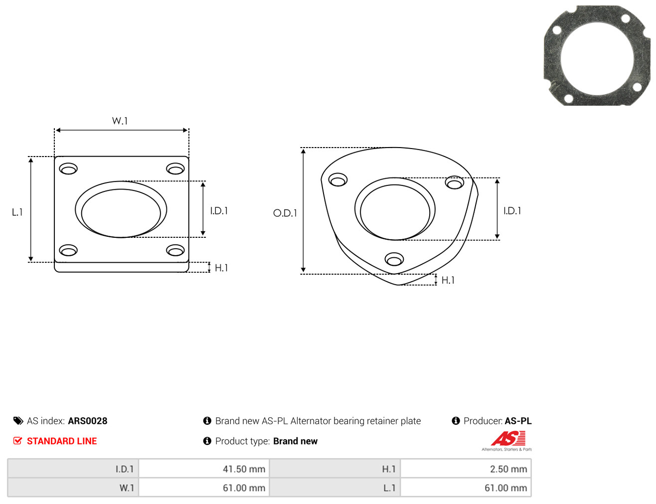 AS-PL Reparatursatz, Generator ars0028