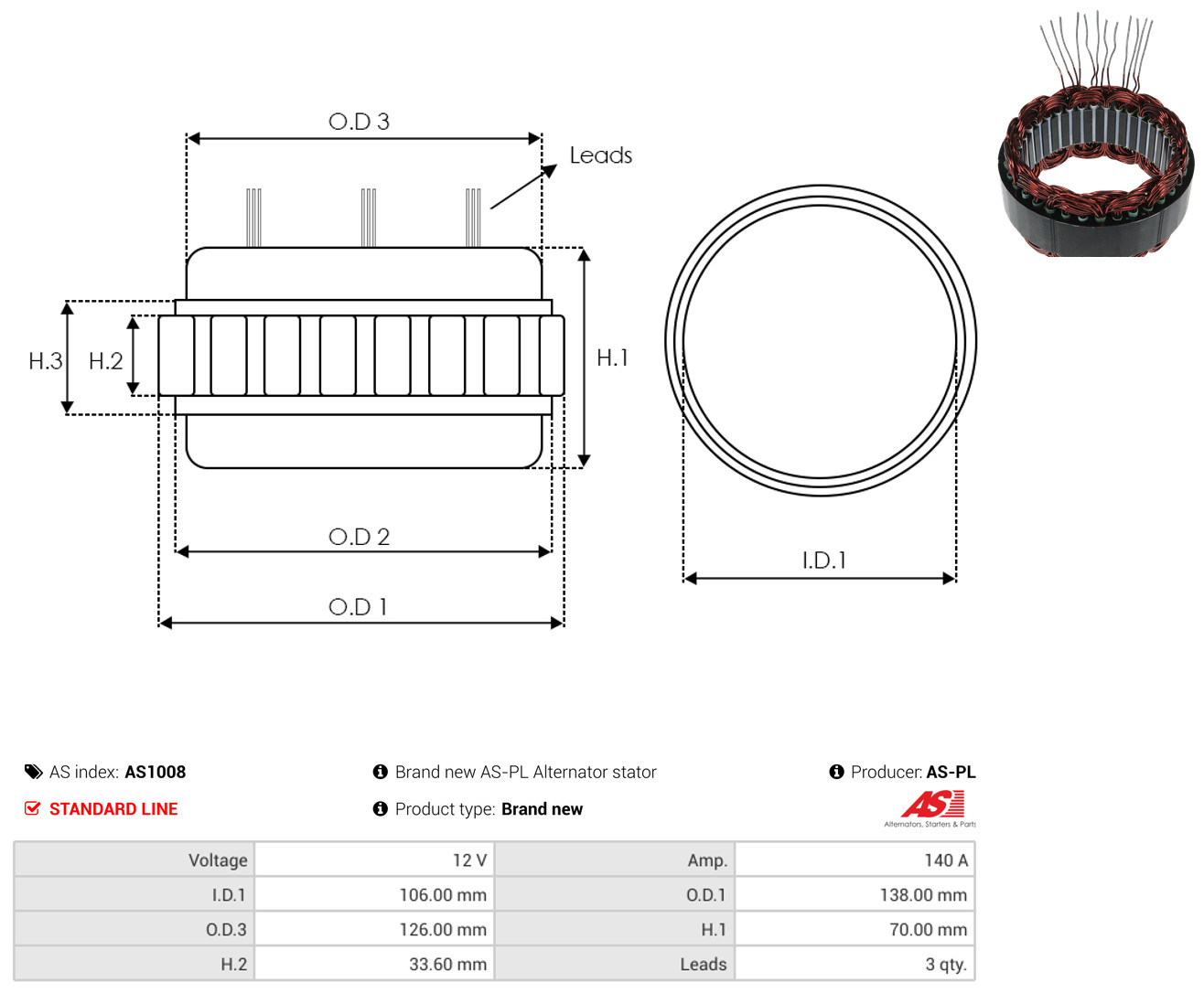 As-Pl Stator, Generator As1008