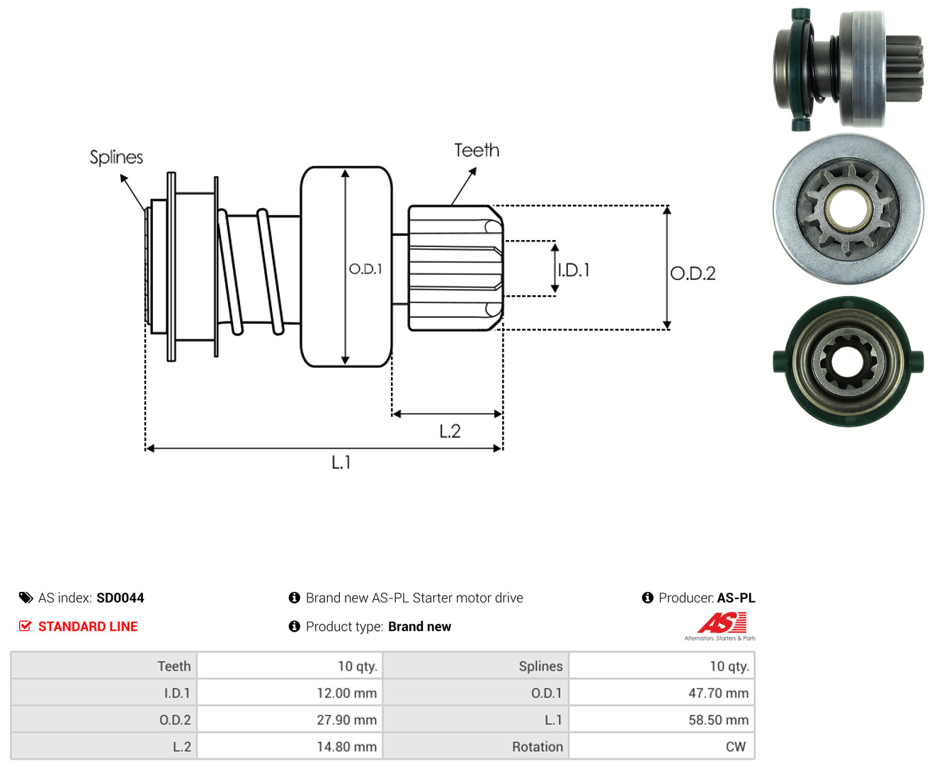 AS-PL Freilaufgetriebe, Starter sd0044 für Fiat