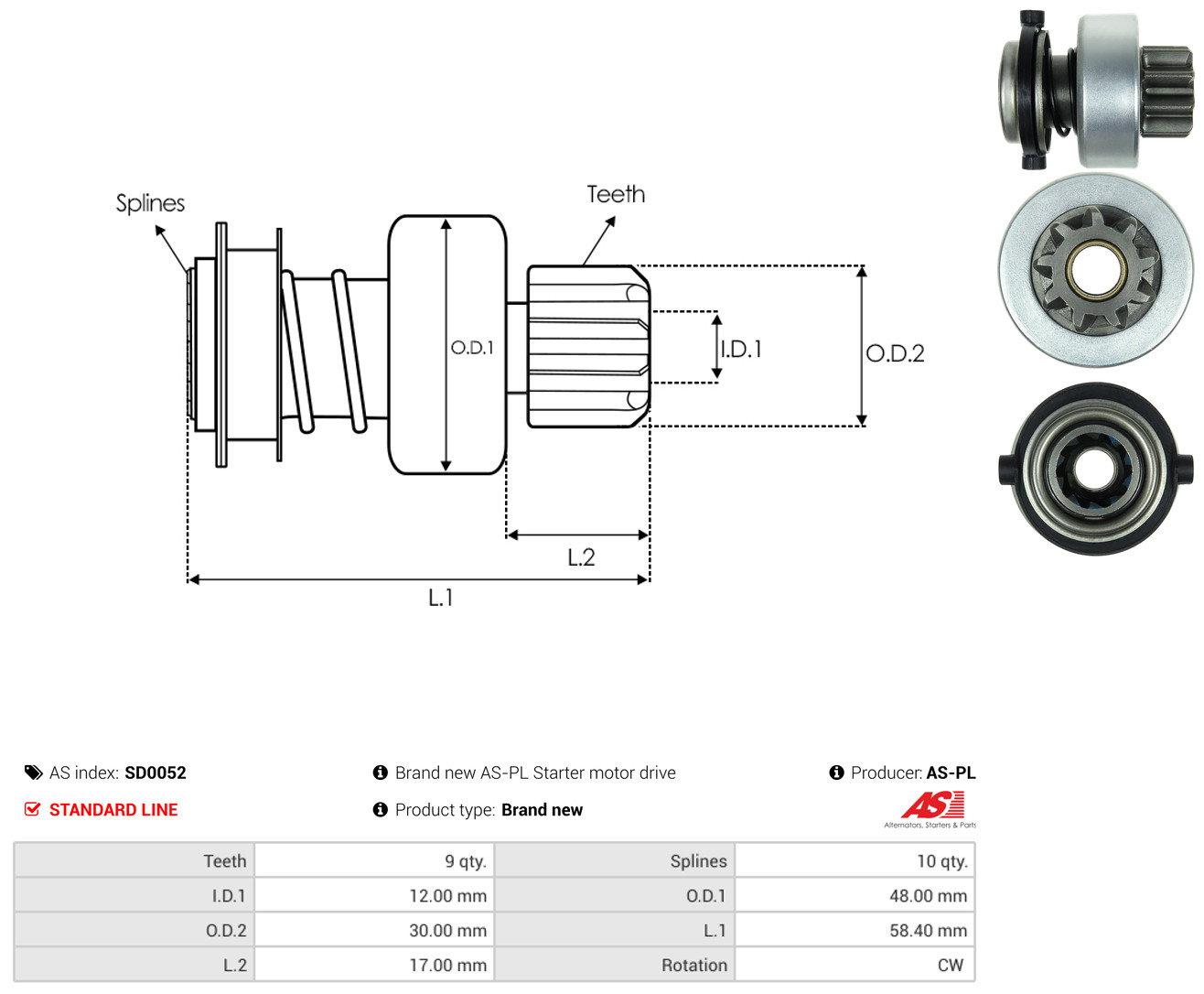AS-PL Freilaufgetriebe, Starter sd0052