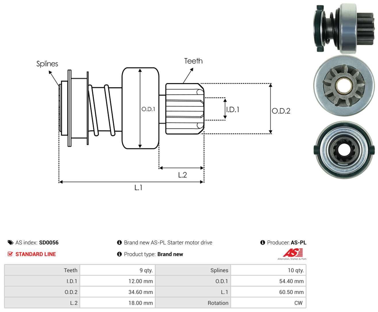 AS-PL Freilaufgetriebe, Starter sd0056 für NISSAN