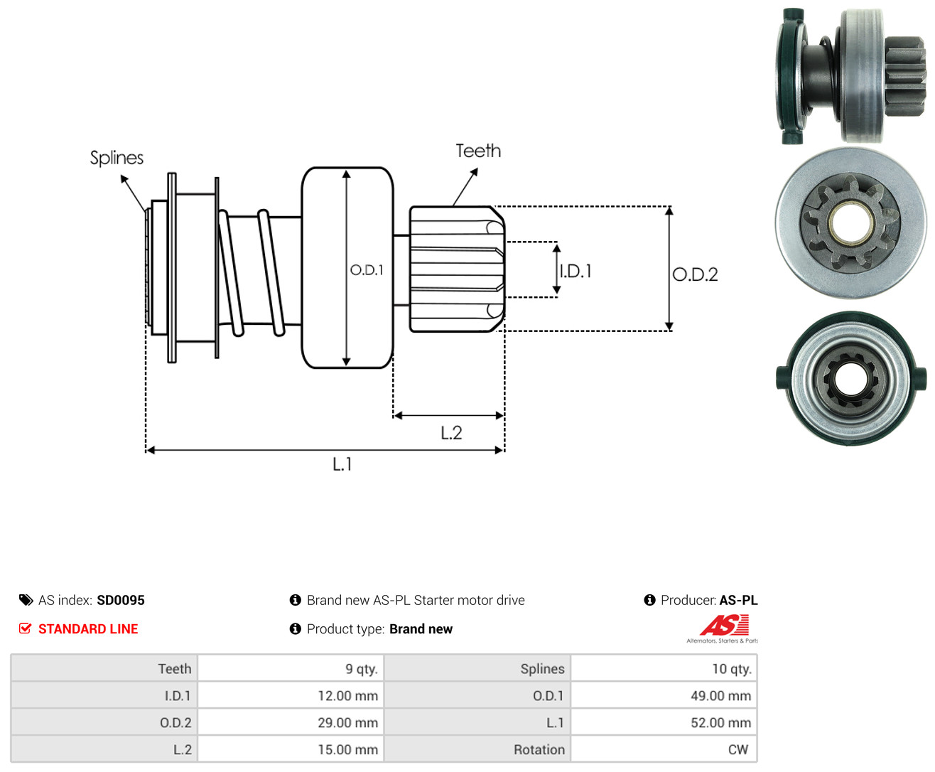 AS-PL Freilaufgetriebe, Starter sd0095 für Fiat