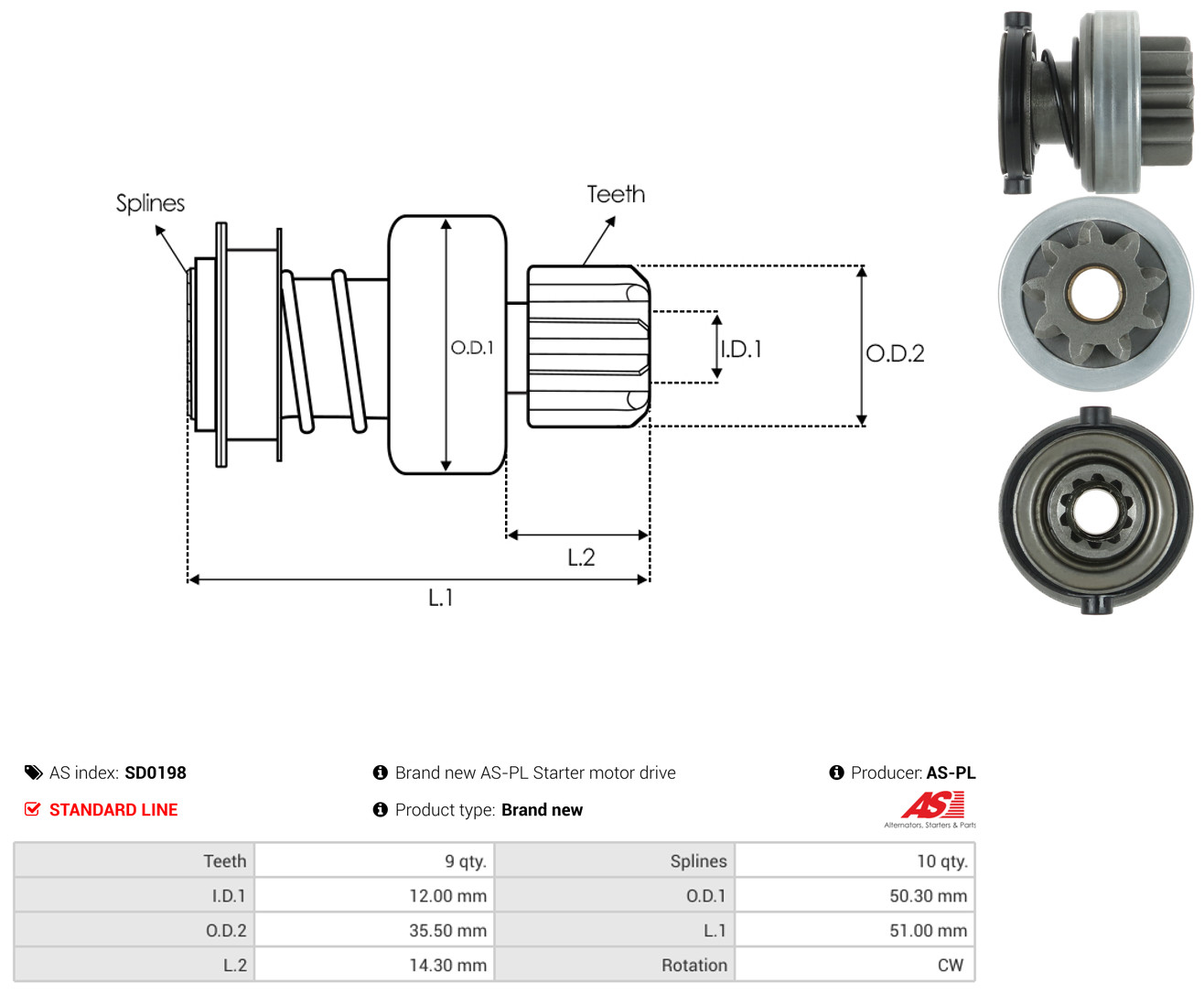 AS-PL Freilaufgetriebe, Starter sd0198
