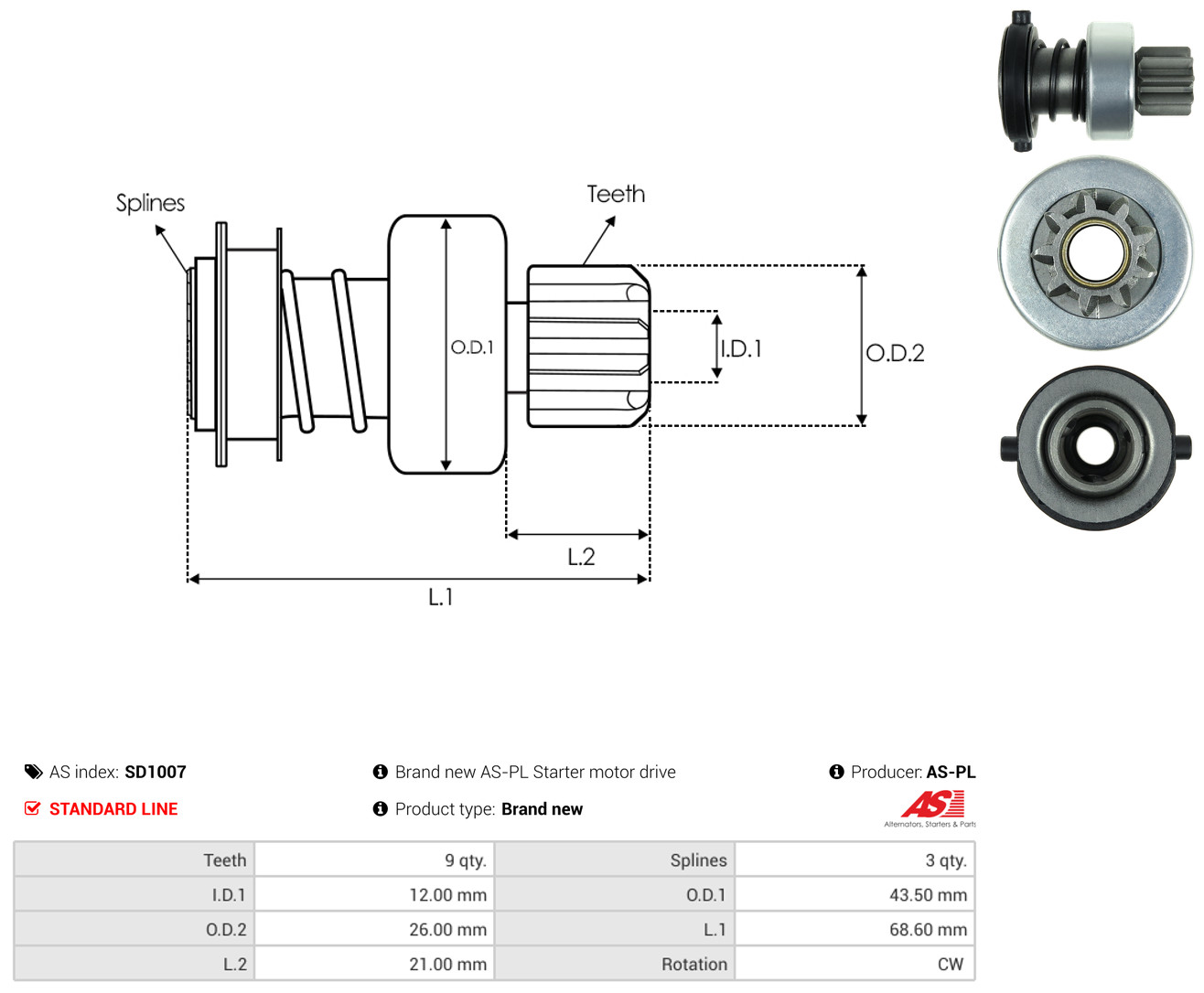 AS-PL Freilaufgetriebe, Starter sd1007