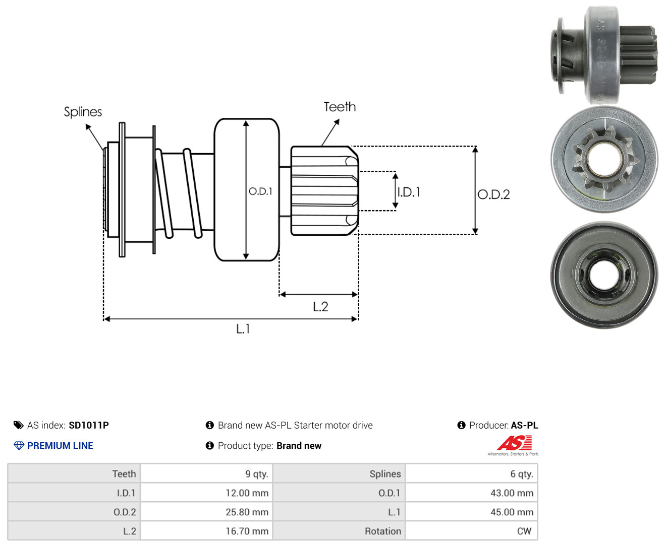 AS-PL Freilaufgetriebe, Starter sd1011p