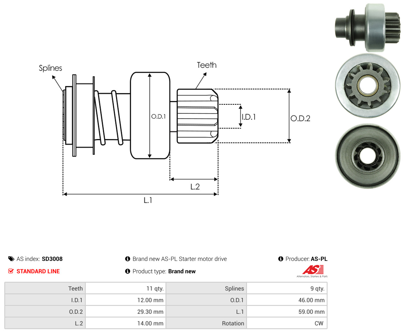 AS-PL Freilaufgetriebe, Starter sd3008