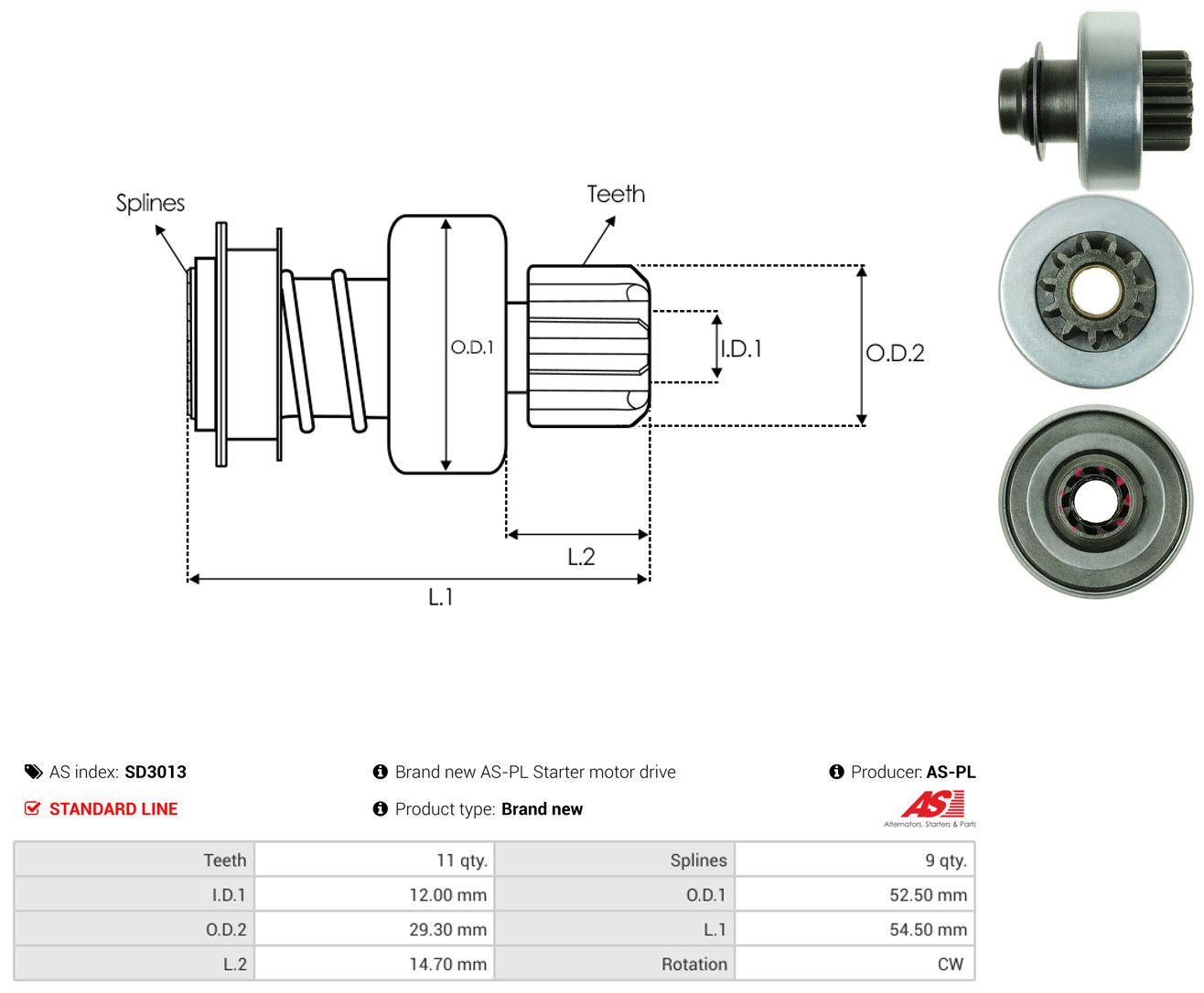 AS-PL Freilaufgetriebe, Starter sd3013