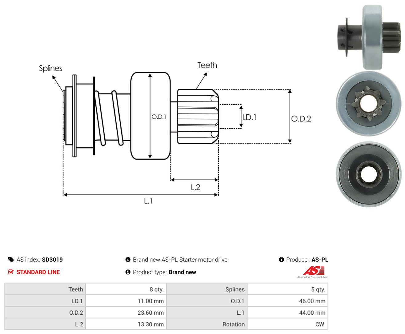 AS-PL Freilaufgetriebe, Starter sd3019