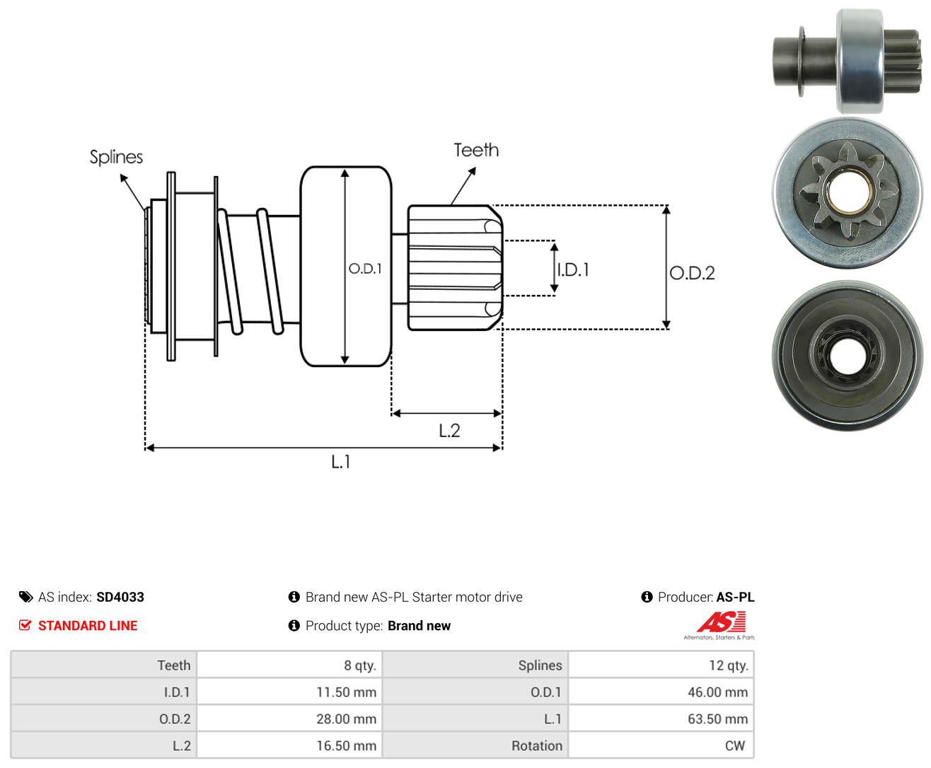 AS-PL Freilaufgetriebe, Starter sd4033