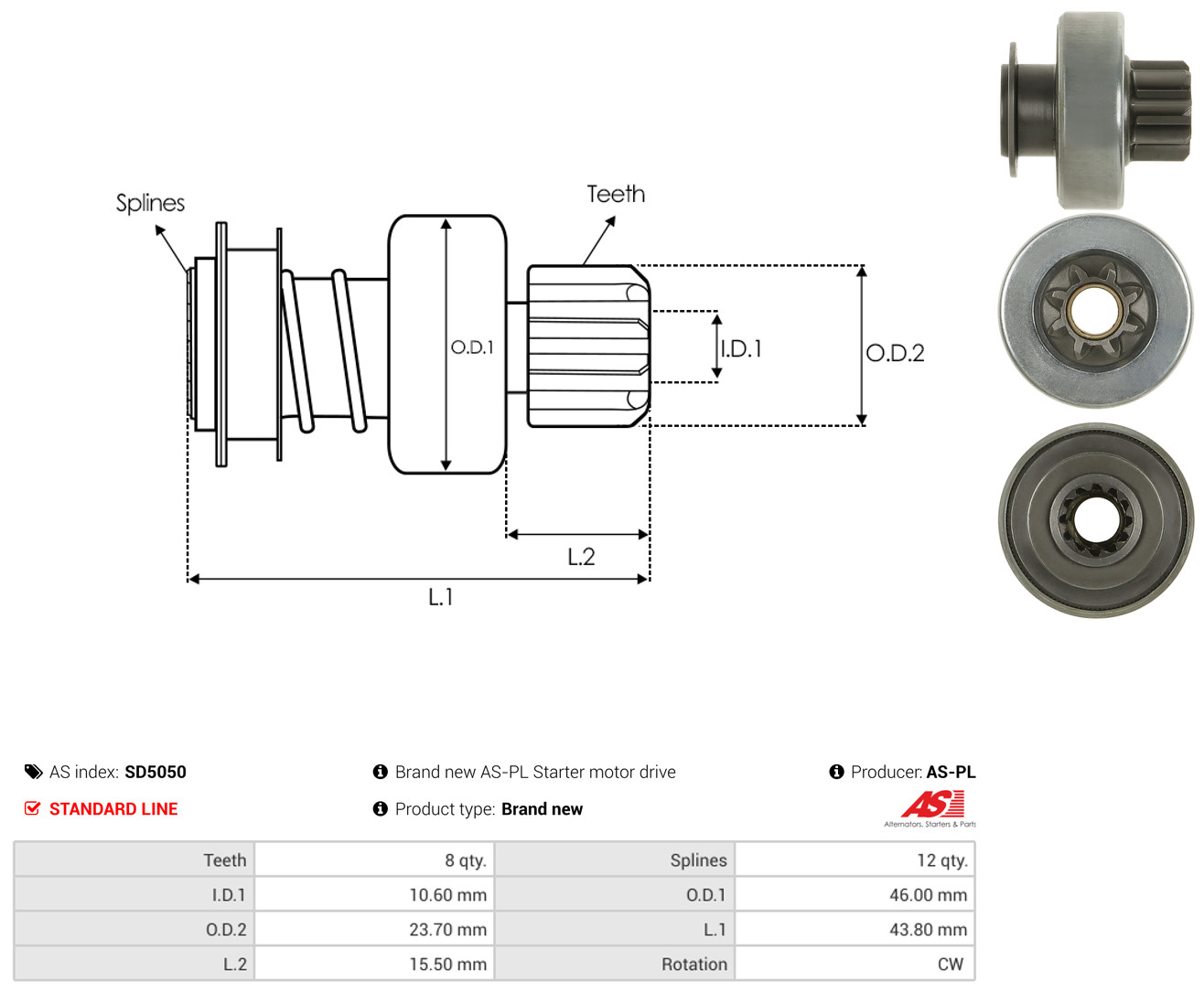 AS-PL Freilaufgetriebe, Starter sd5050 für MITSUBISHI