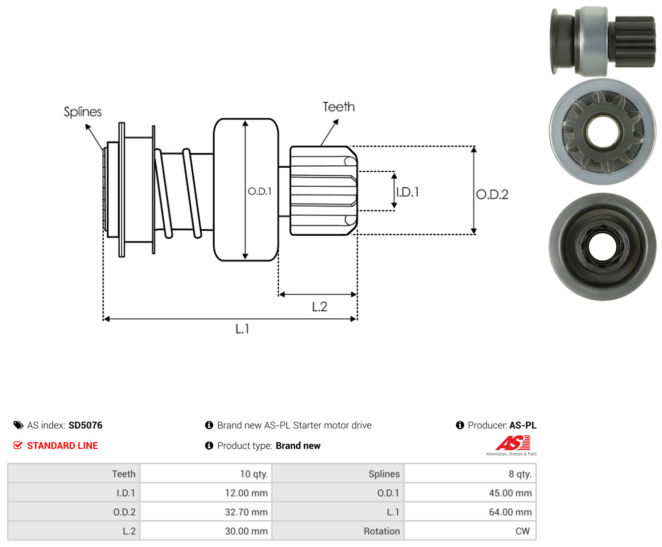 AS-PL Freilaufgetriebe, Starter sd5076