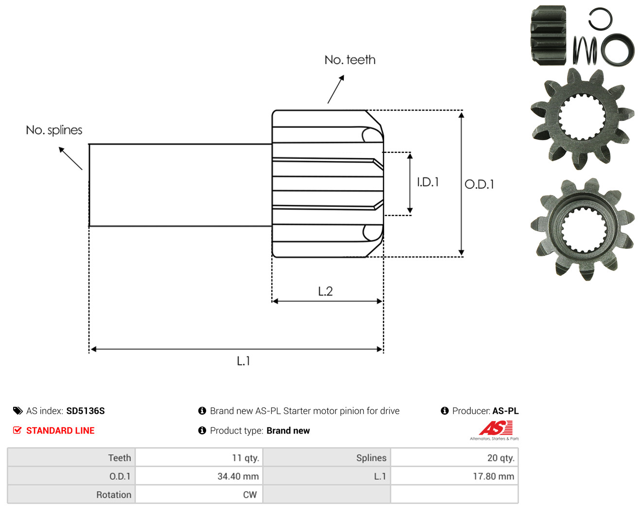 AS-PL Freilaufgetriebe, Starter sd5136s