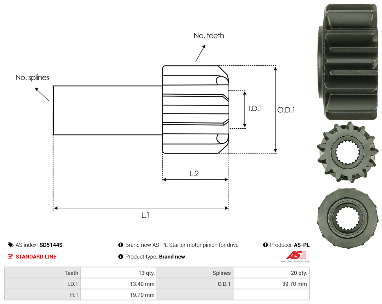 AS-PL Freilaufgetriebe, Starter sd5144s