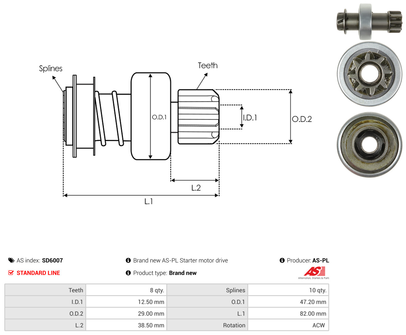 AS-PL Freilaufgetriebe, Starter sd6007 für Suzuki