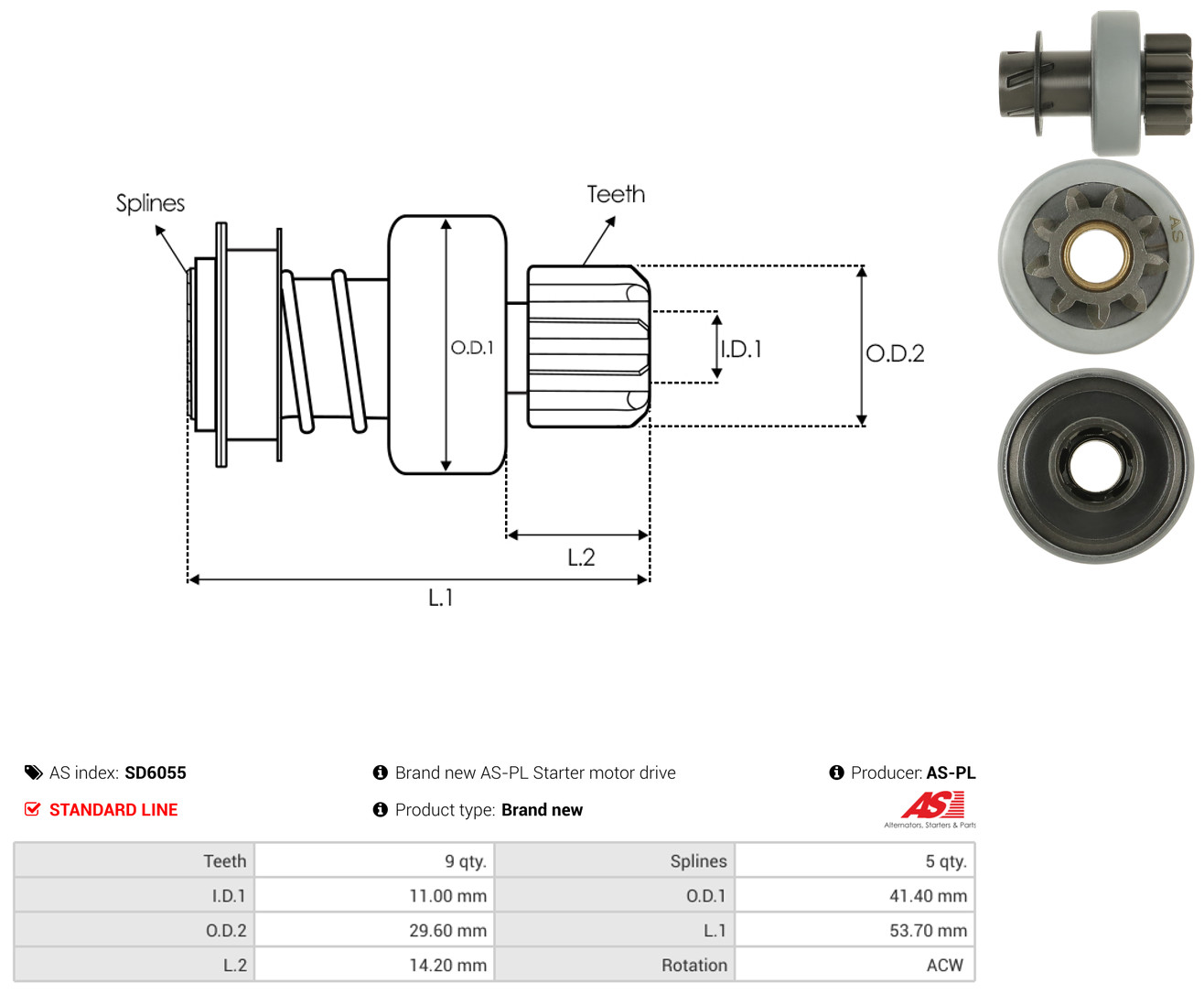 AS-PL Freilaufgetriebe, Starter sd6055
