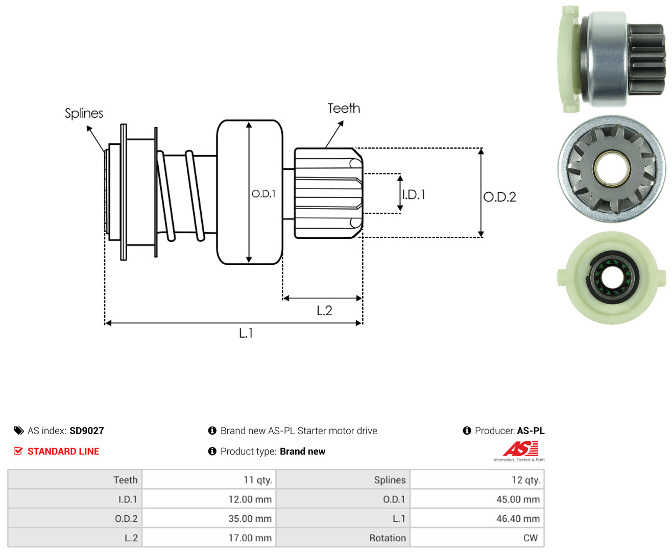 AS-PL Freilaufgetriebe, Starter sd9027