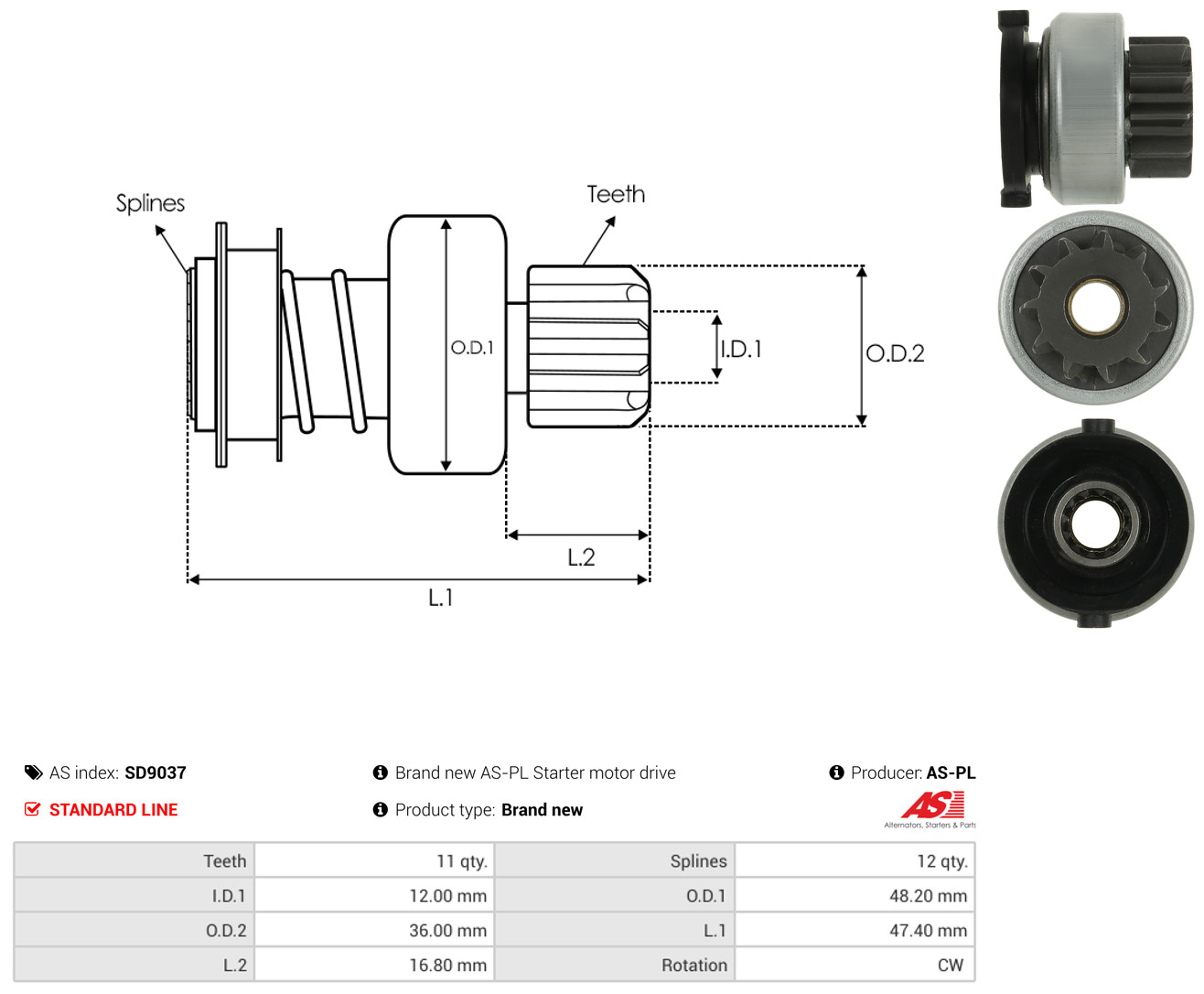 AS-PL Freilaufgetriebe, Starter sd9037