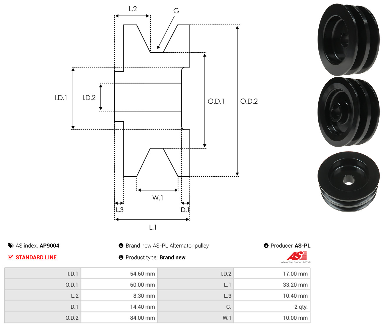 AS-PL Riemenscheibe, Generator ap9004 für HYUNDAI