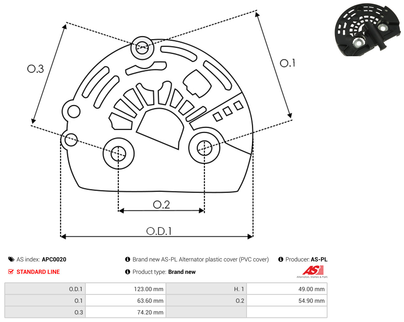 AS-PL Schutzkappe, Generator apc0020 für MAN RENAULT