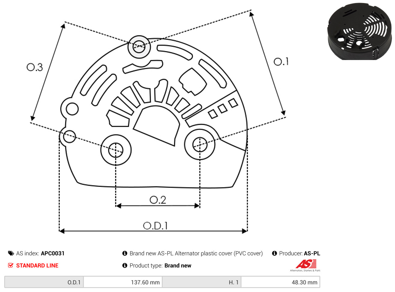 AS-PL Schutzkappe, Generator apc0031 für Mercedes