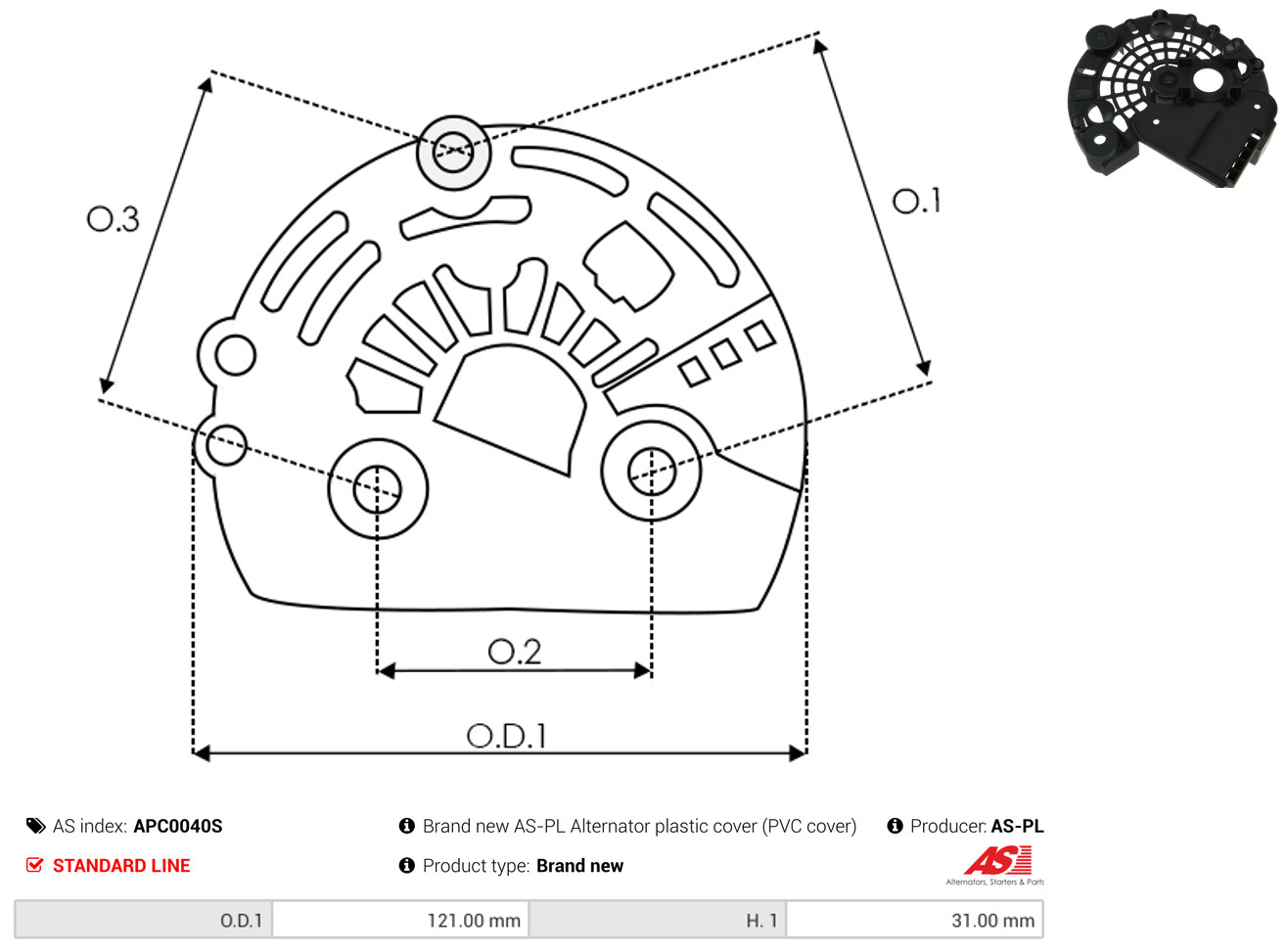 AS-PL Schutzkappe, Generator apc0040s für VW
