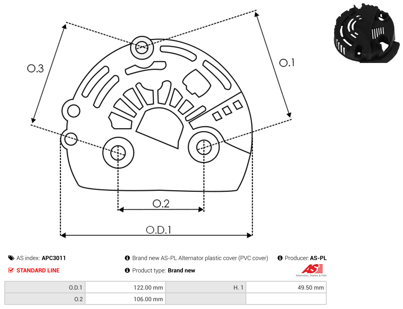 AS-PL Schutzkappe, Generator apc3011 für NISSAN