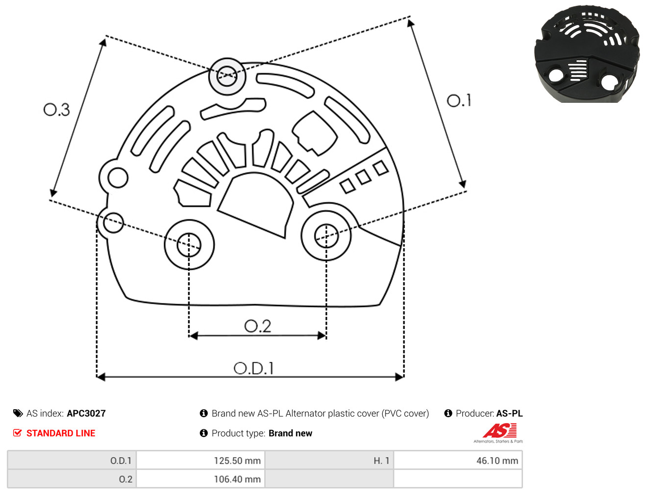 AS-PL Schutzkappe, Generator apc3027 für Fiat