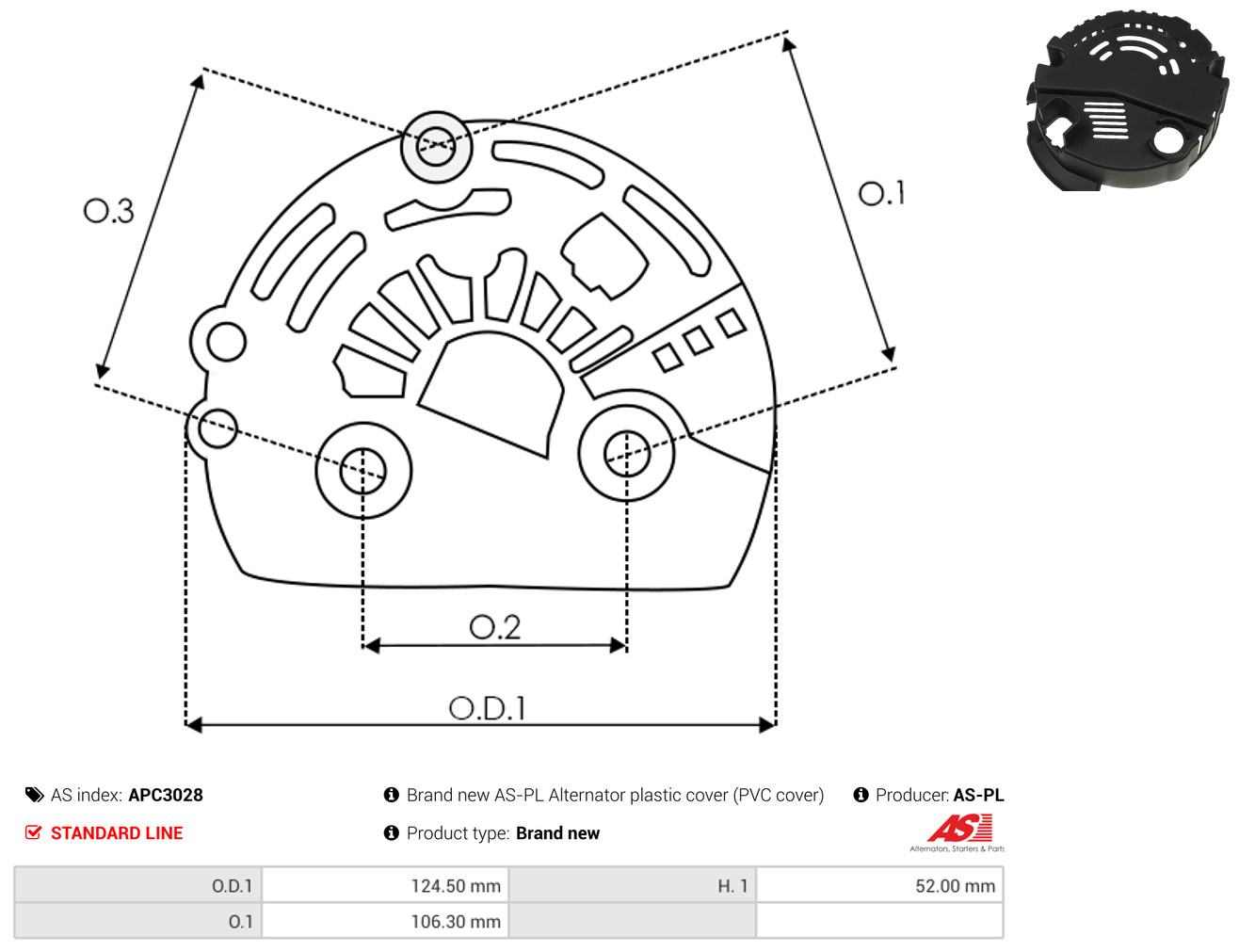 AS-PL Schutzkappe, Generator apc3028 für NISSAN