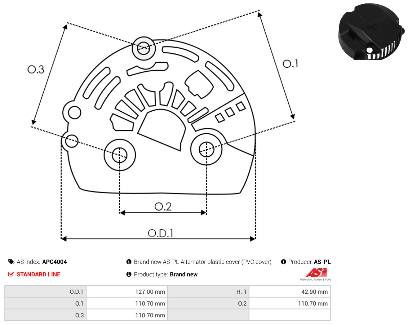 AS-PL Schutzkappe, Generator apc4004 für Fiat