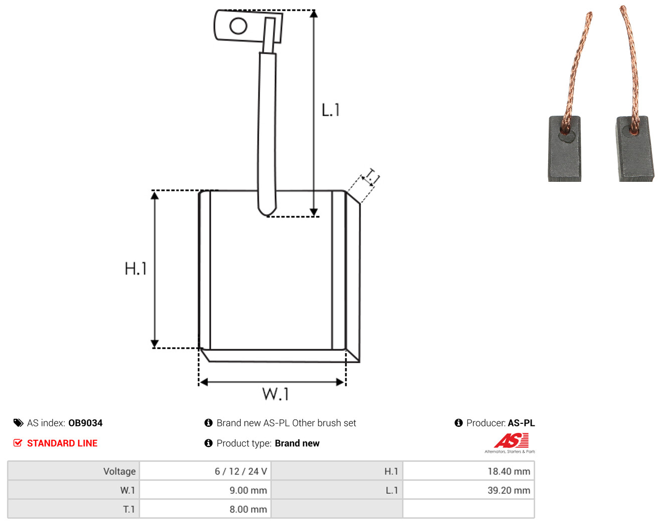 AS-PL Kohlebürste, Generator ob9034