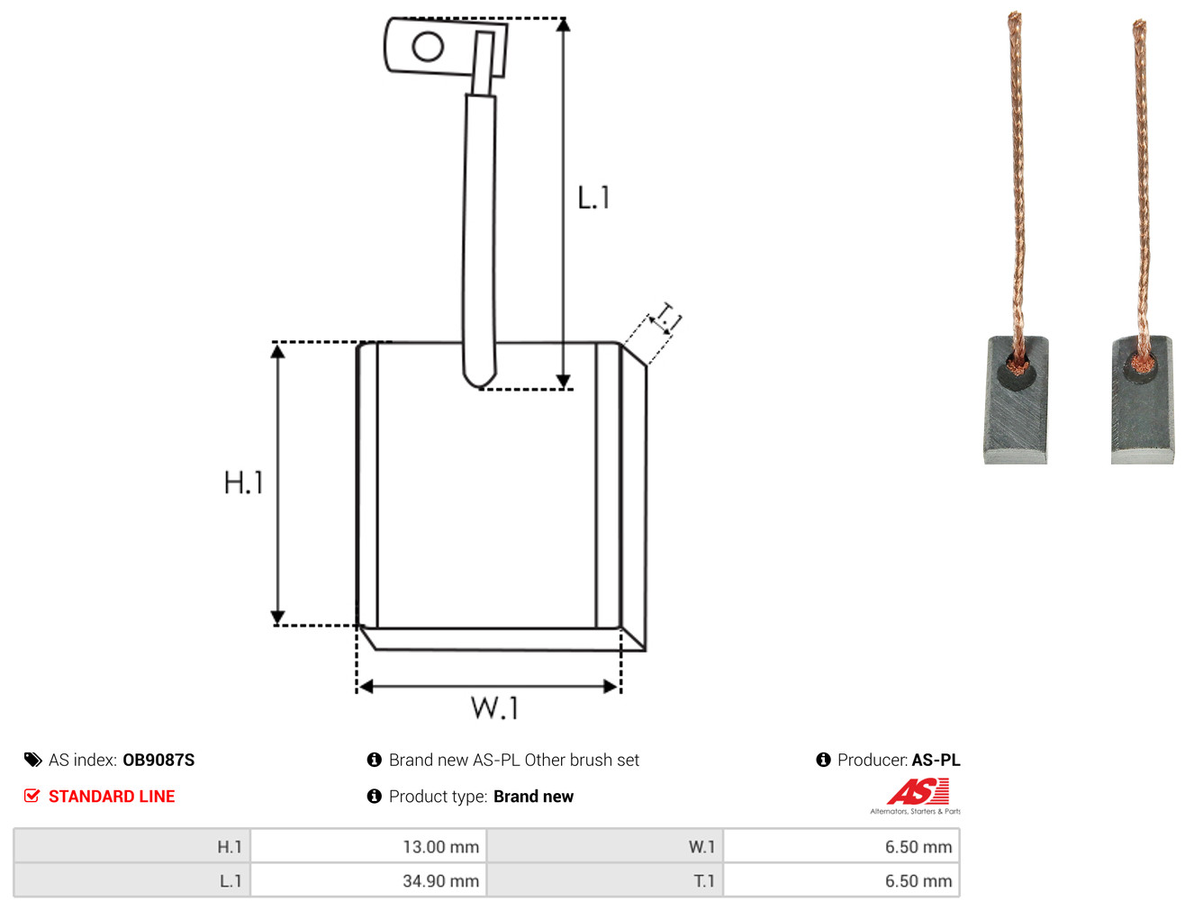AS-PL Kohlebürste, Generator ob9087s