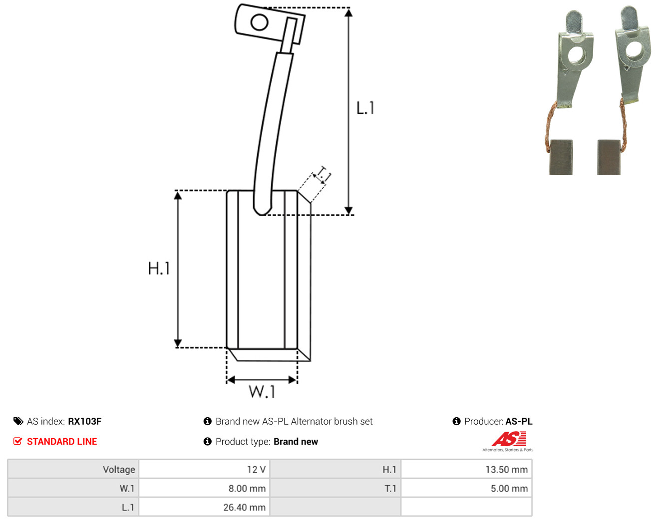 AS-PL Kohlebürste, Generator rx103f