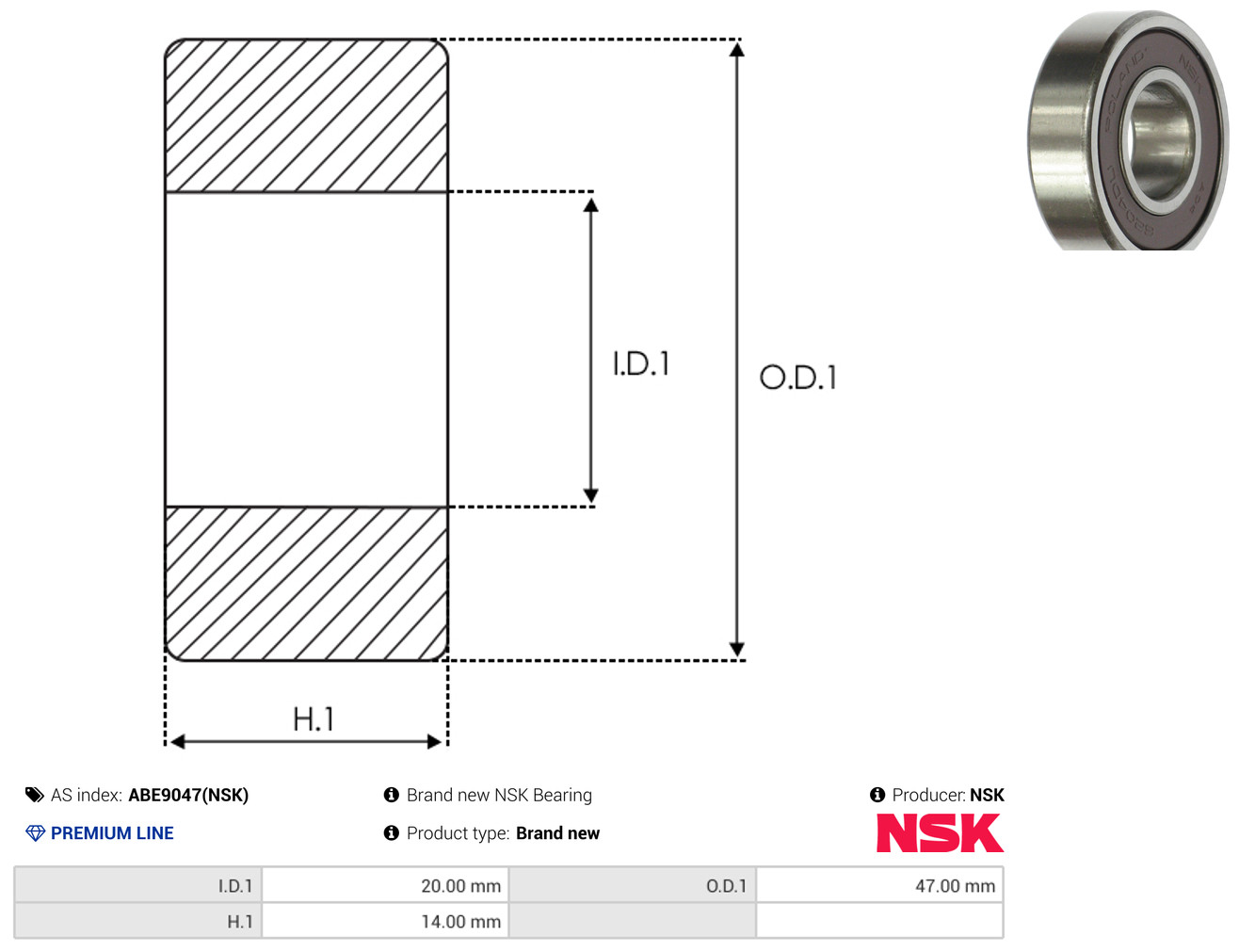 As-Pl Lager Abe9047(Nsk) Für Mitsubishi