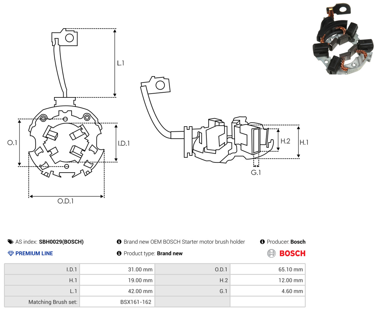 AS-PL Halter, Kohlebürsten SBH0029(BOSCH)