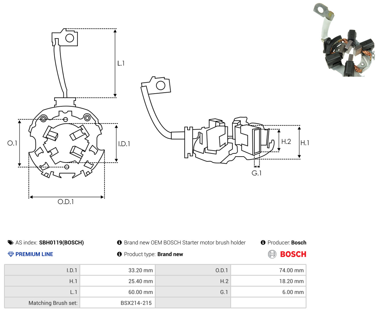 AS-PL Halter, Kohlebürsten SBH0119(BOSCH) für VW