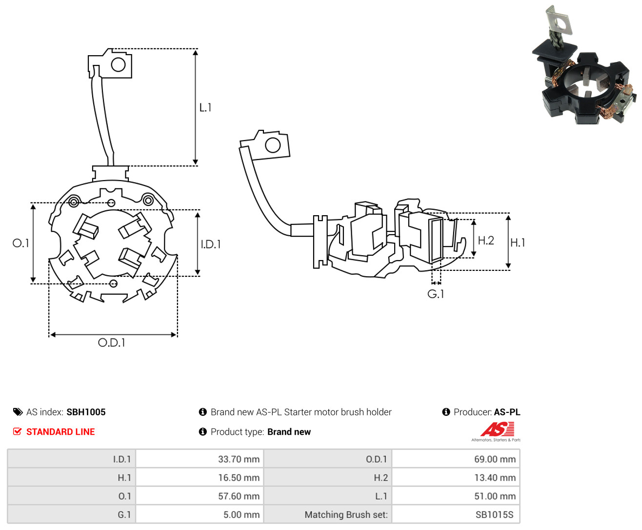 As-Pl Halter, Kohlebürsten Sbh1005 - Bild 5