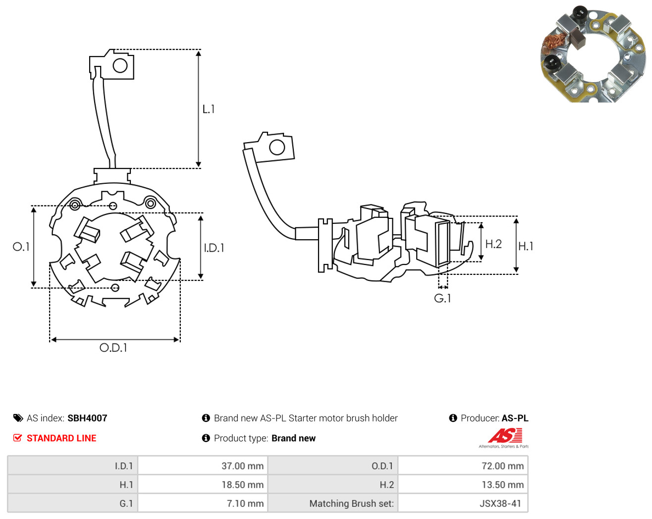 Für AS ROZRUSZNIKI I ALTERNATORY SBH4007 BRAND NEW AS-PL STARTER MOTOR BRUSH HO - Bild 6