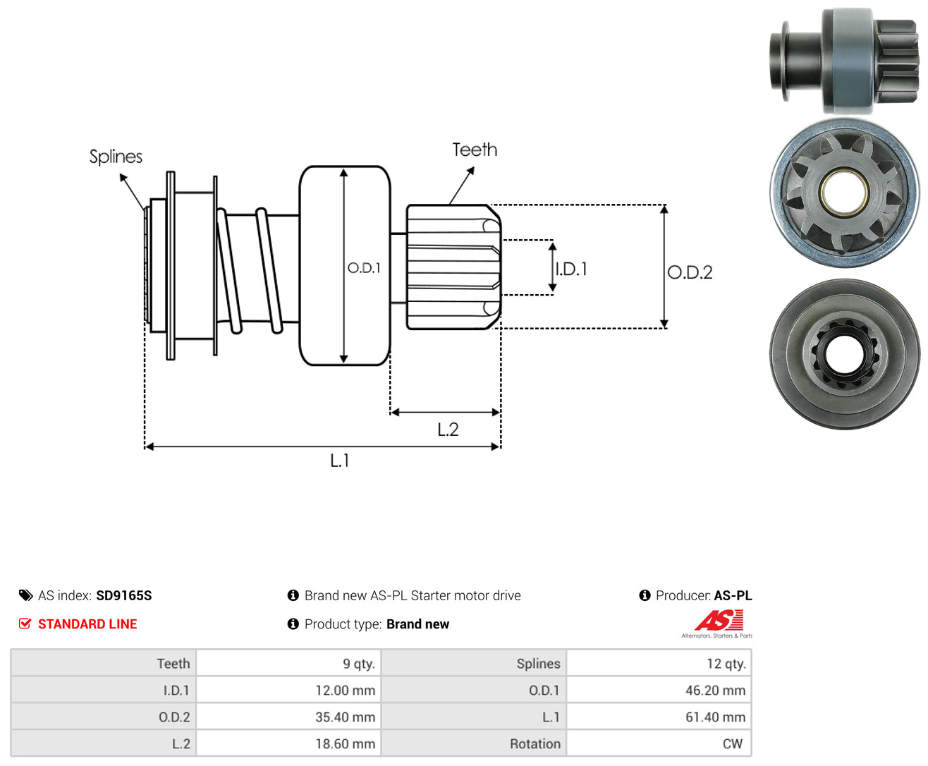 AS-PL Freilaufgetriebe, Starter SD9165S