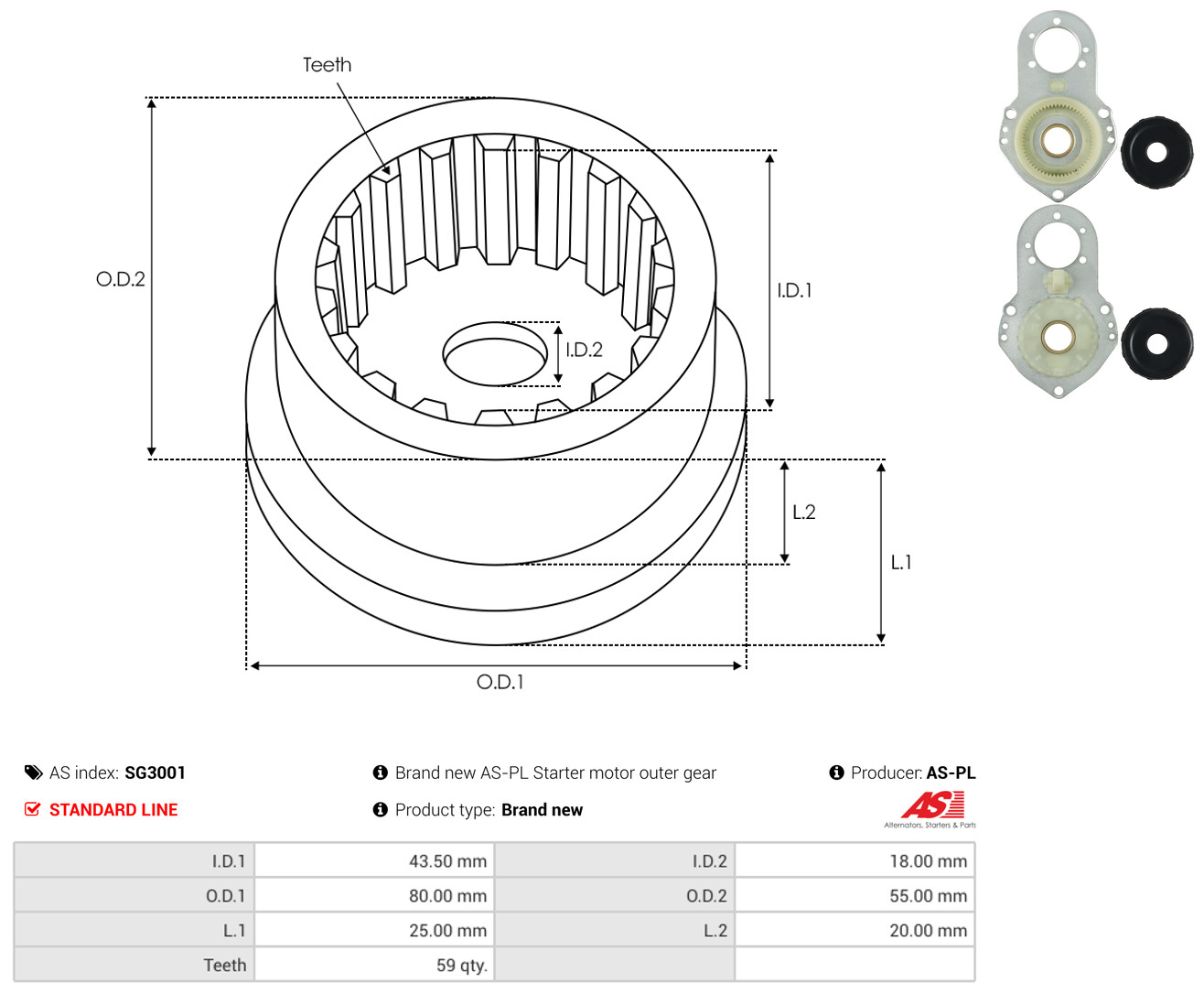 As-Pl Reparatursatz, Starter Sg3001
