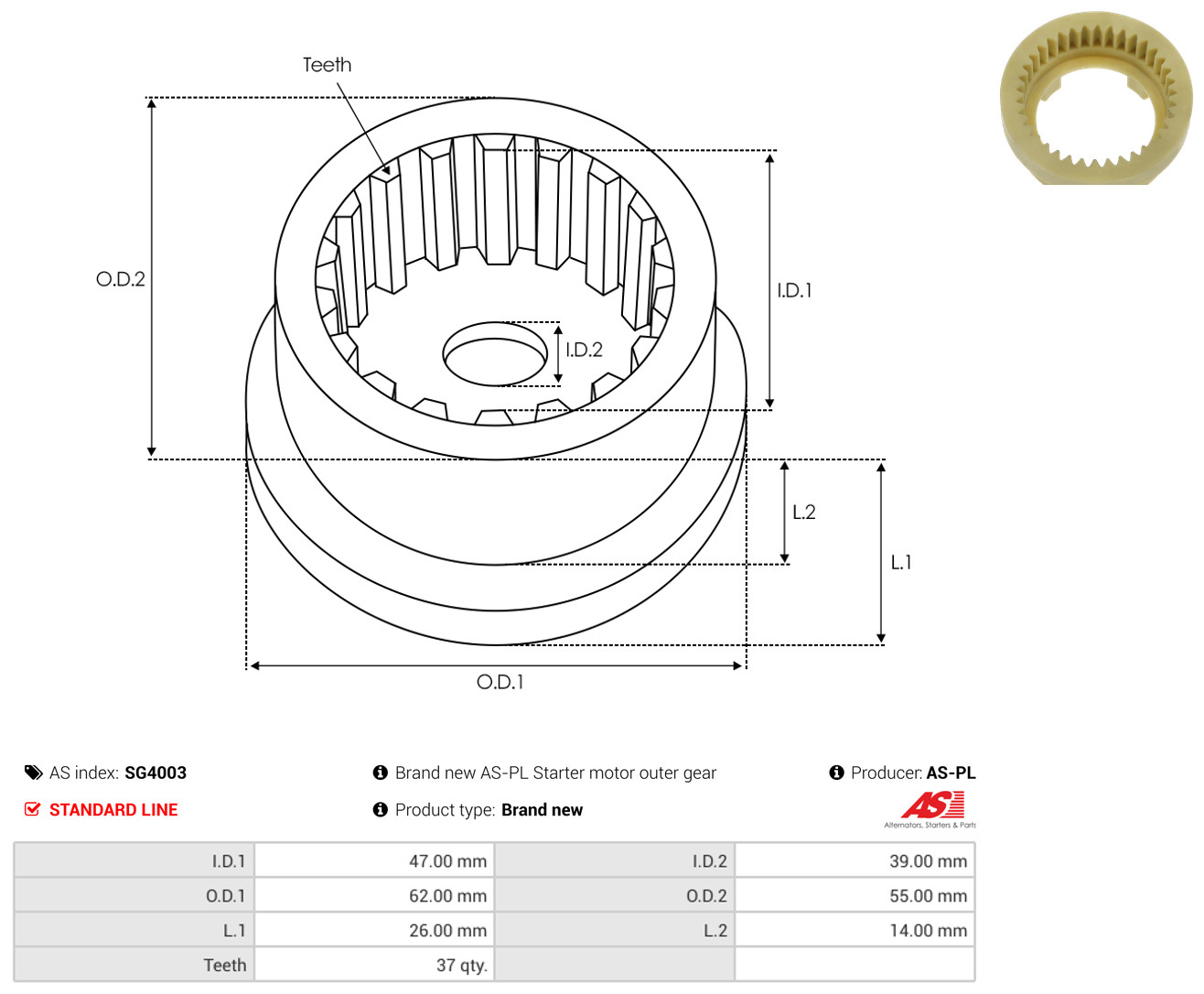 As-Pl Reparatursatz, Starter Sg4003 Für Fiat