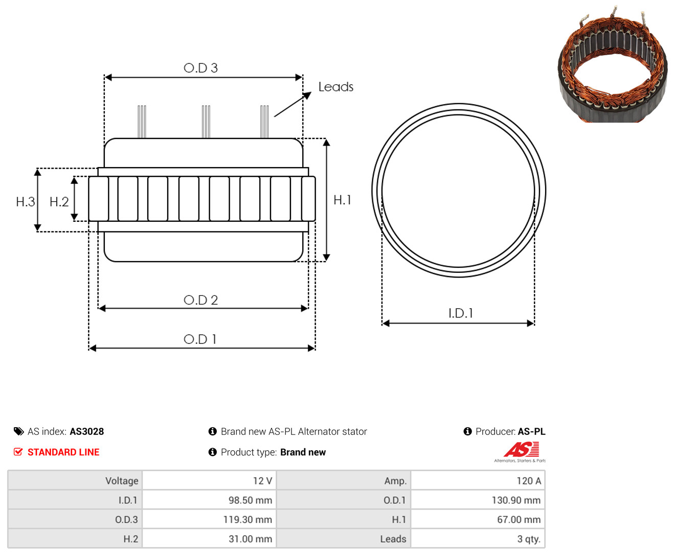 As-Pl Stator, Generator As3028