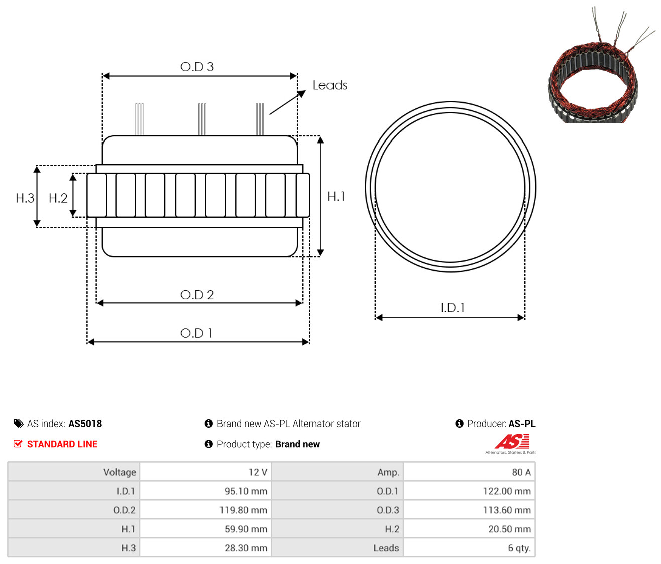 As-Pl Stator, Generator As5018