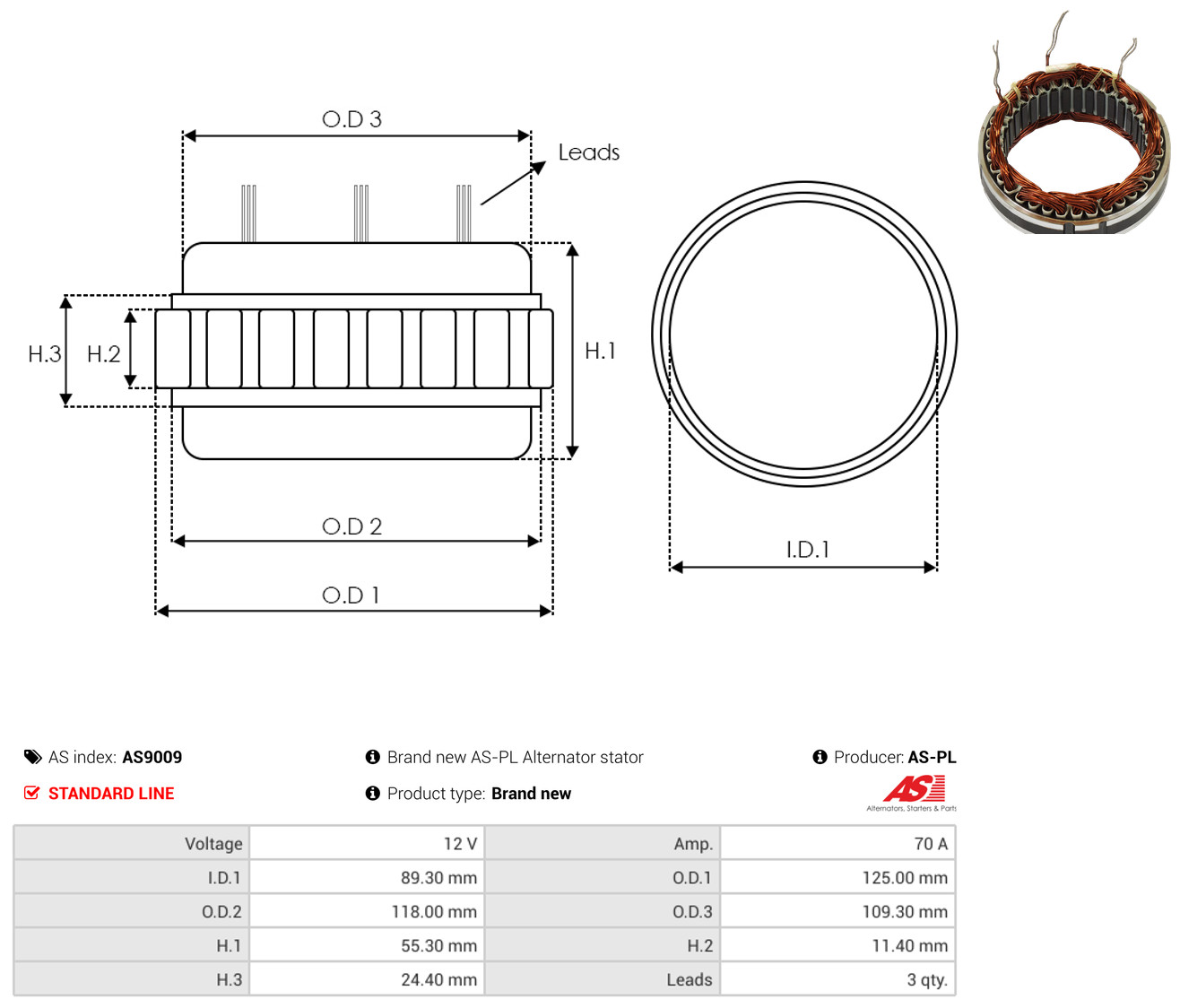 Für AS ROZRUSZNIKI I ALTERNATORY AS9009 BRAND NEW AS-PL ALTERNATOR STATOR - Bild 5
