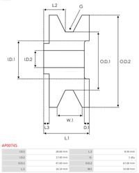 AS-PL Riemenscheibe, Generator "Brandneu | AS-PL | Lichtmaschinenriemenscheiben", Art.-Nr. AP0074S