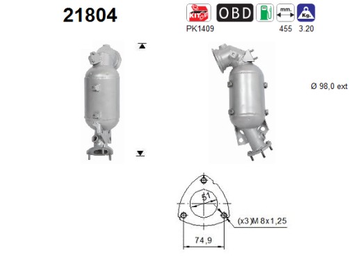 As Katalysator 21804 Für Opel