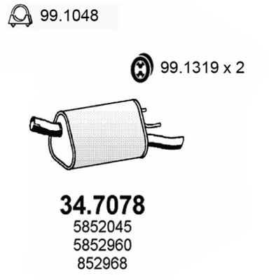 ASSO Endschalldämpfer 347078 für Vaughall Opel