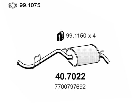 ASSO Endschalldämpfer 407022 für RENAULT