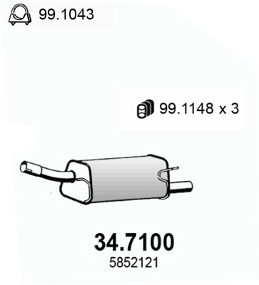 ASSO Endschalldämpfer 347100 für Vaughall Opel